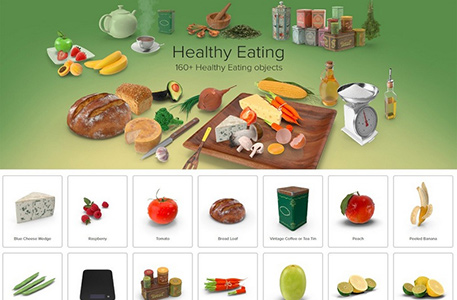 PSD样机-160组蔬菜水果食物厨房用品等健康饮食PSD样机模板合集