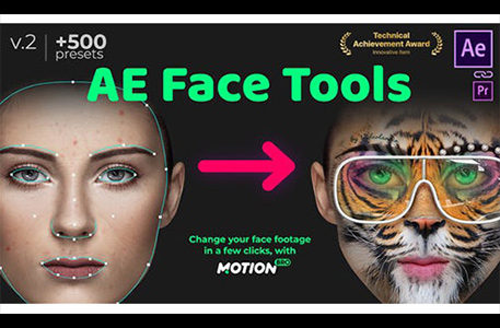 AE插件-Face Tools V2人脸追踪贴图换脸表情预设插件+使用教程