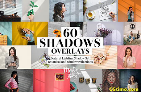 png素材-60款文艺自然纹理门窗光影植物阴影效果叠层素材 Natural Shadows Overlays Set
