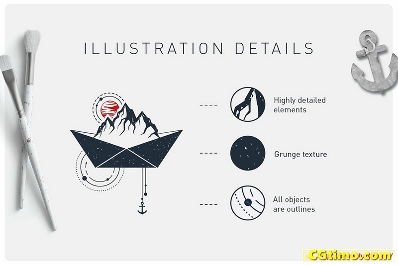矢量素材-15个创意复古海洋风LOGO标志T恤图案设计矢量分层模板素材 矢量素材 第9张