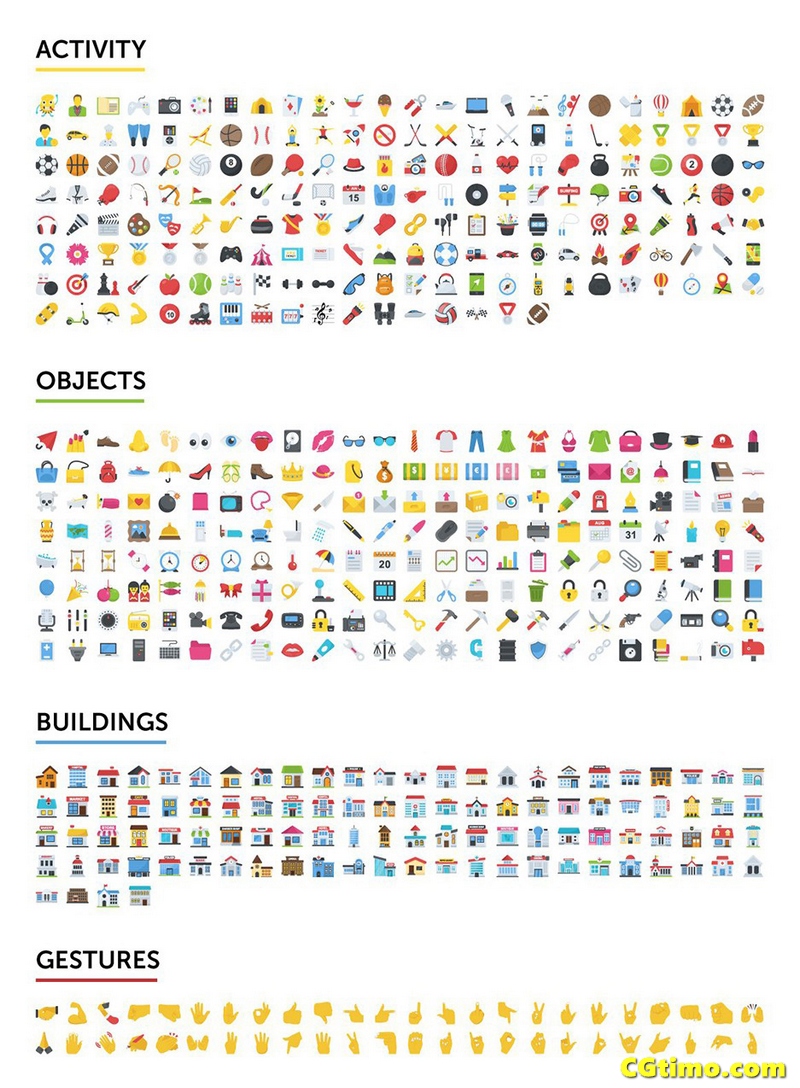 矢量素材-2500款各类Emoji矢量图像合集 2500 Emoji Icons Bundle 矢量素材 第3张