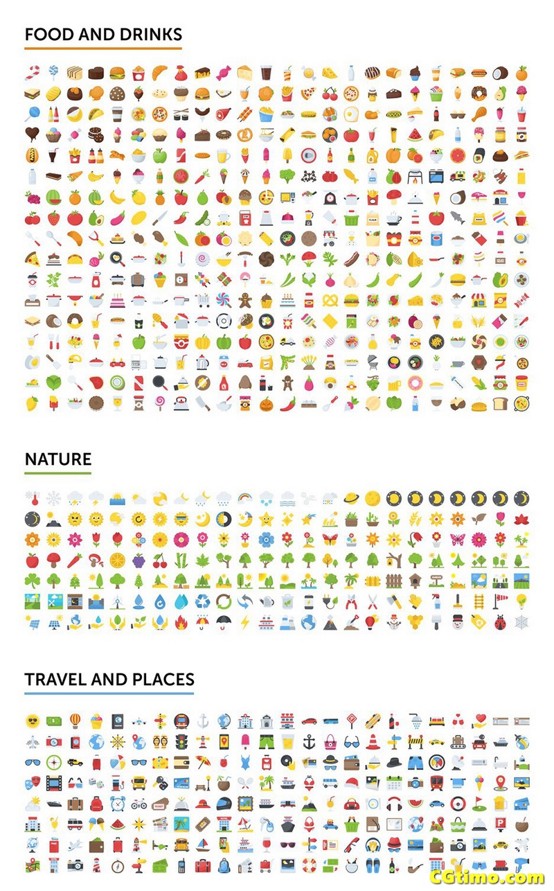 矢量素材-2500款各类Emoji矢量图像合集 2500 Emoji Icons Bundle 矢量素材 第4张