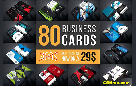 矢量素材-80款时尚现代商务名片卡片设计样机模板矢量素材