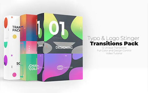 FCPX插件-12款时尚文字标题过渡转场特效 Typo & Logo Stinger Transitions Pack