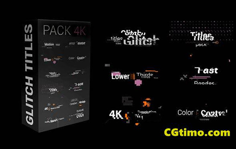 FCPX插件-12款高级动态故障文字标题动画包 Glitch Titles Pack 4K