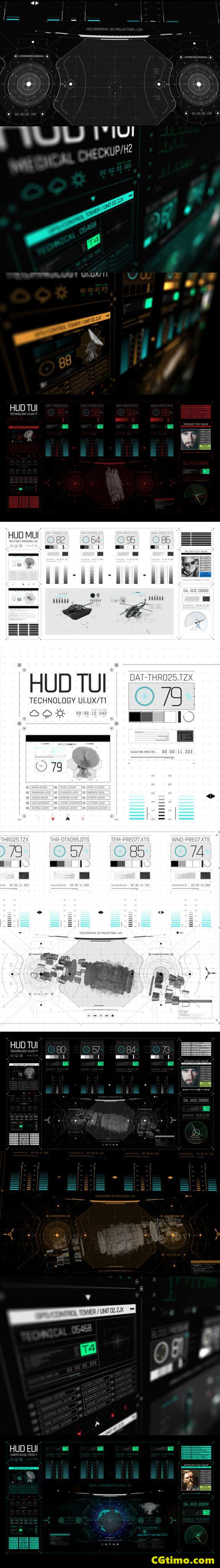 AE模板-科技感信息图表HUD屏幕动画元素包 AE模板 第4张