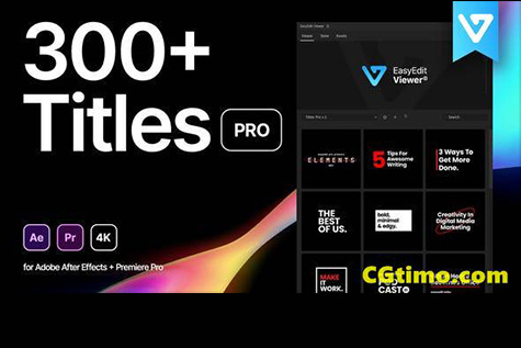 AE脚本-300个现代字幕条标题呼出线文字排版动画 Titles Pro for EasyEdit Viewer V2.7.4