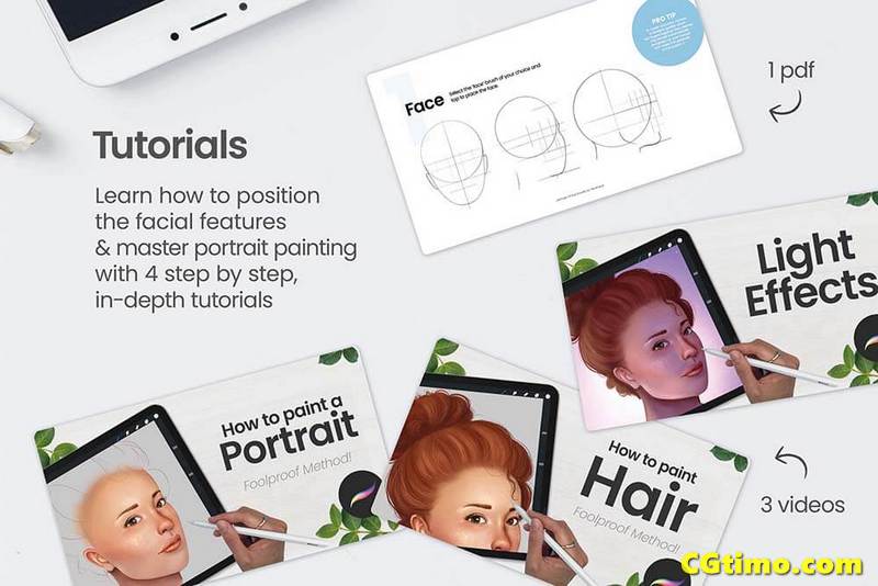Procreate笔刷-一套完整的人脸肖像Procreate笔刷套装素材包 Procreate笔刷 第2张