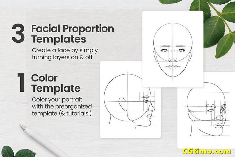 Procreate笔刷-一套完整的人脸肖像Procreate笔刷套装素材包 Procreate笔刷 第3张