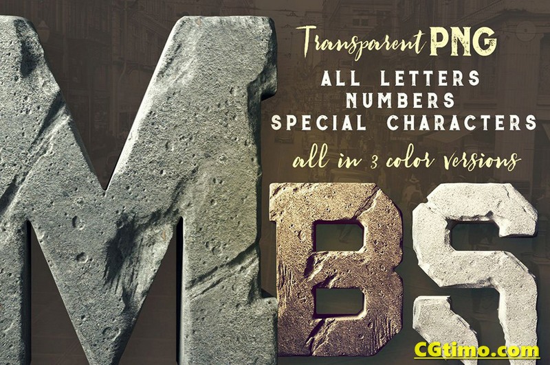 PNG素材-3款立体陨石石块效果字体样式PSD/PNG免抠高清图片 PS相关 第2张