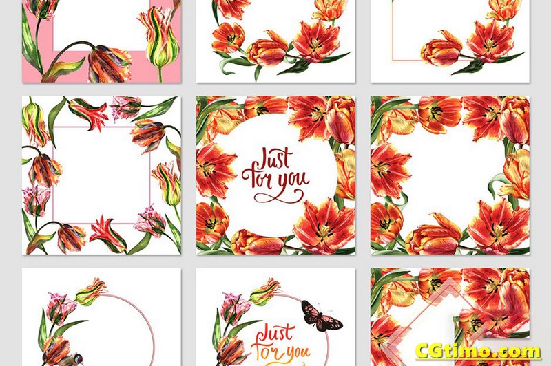 PNG素材-500款花卉动植物水彩插画图形设计元素包 PNG素材 第12张