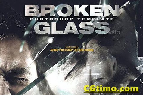 PSD素材-照片破碎玻璃效果psd海报模板素材