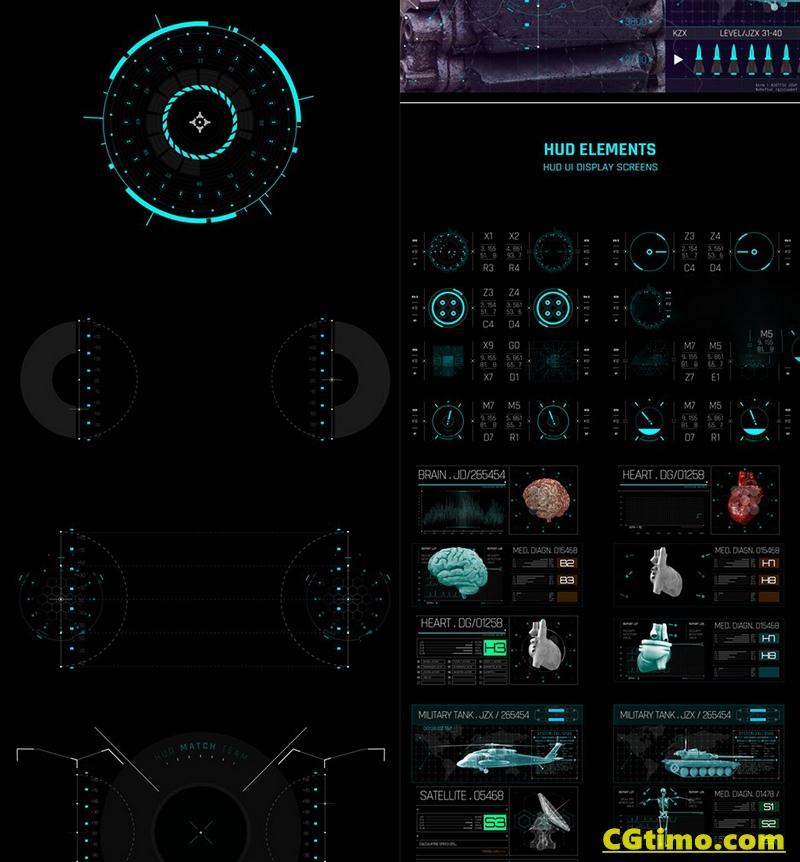 AE模板-450款军事科技医疗UI界面HUD元素动画包 AE模板 第10张