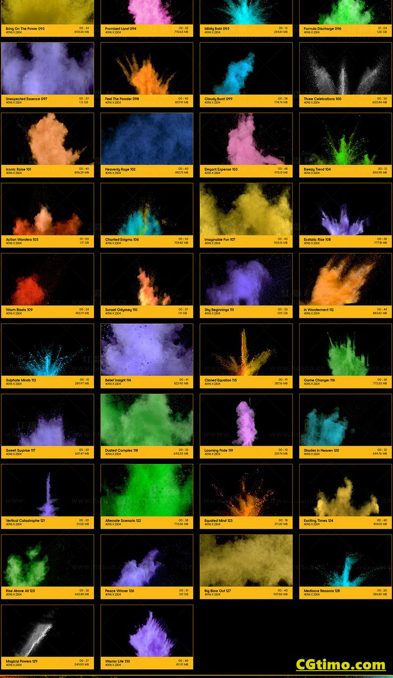 视频素材-130个缤纷炫彩粉末爆炸喷洒飞溅特效合成动画Powder Impacts-BBV2 视频素材 第6张