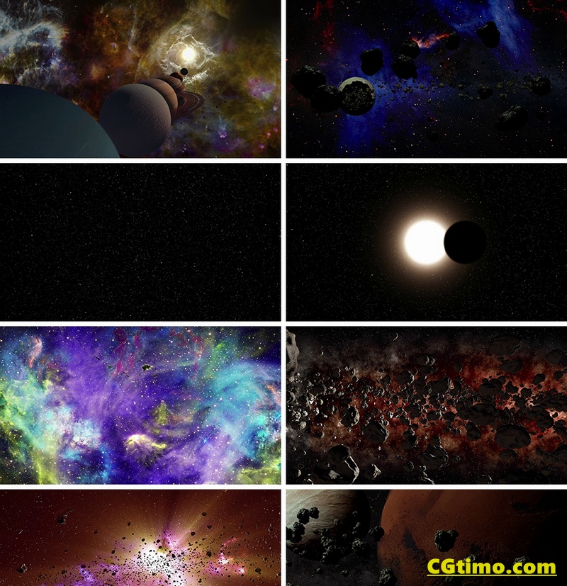 视频素材-36个浩瀚星云宇宙太空三维行星陨石银河星球动画 视频素材 第2张