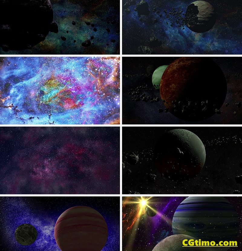 视频素材-36个浩瀚星云宇宙太空三维行星陨石银河星球动画 视频素材 第4张