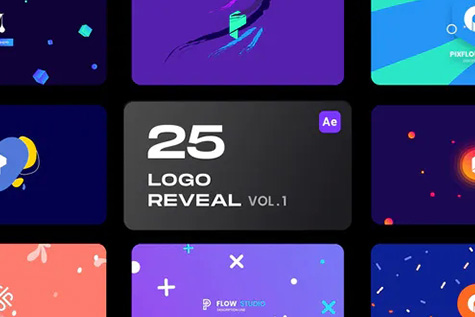 AE模板-25款简洁彩色图形LOGO标志片头动画v2 25Logo Reveal Bundle V1