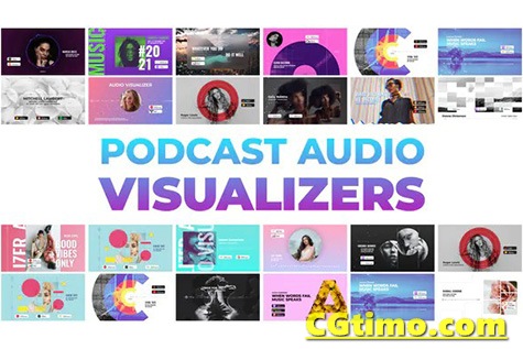 AE模板-20款音频可视化动态图形包装宣传展示动画 Podcast Audio Visualizers