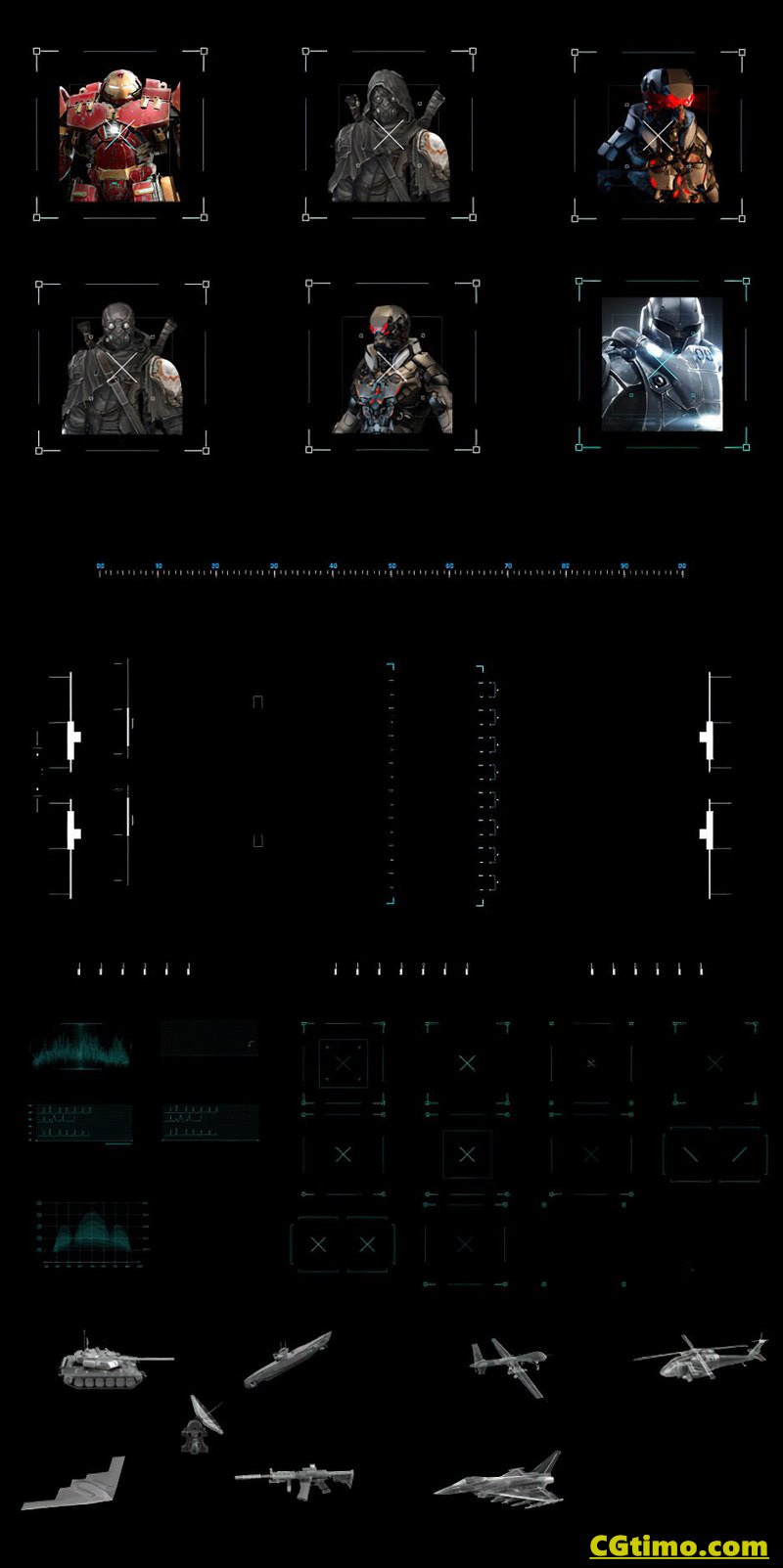 AE模板-456款未来科技军事战争游戏UI界面HUD图形元素动画 HUD GAME UI AE模板 第15张