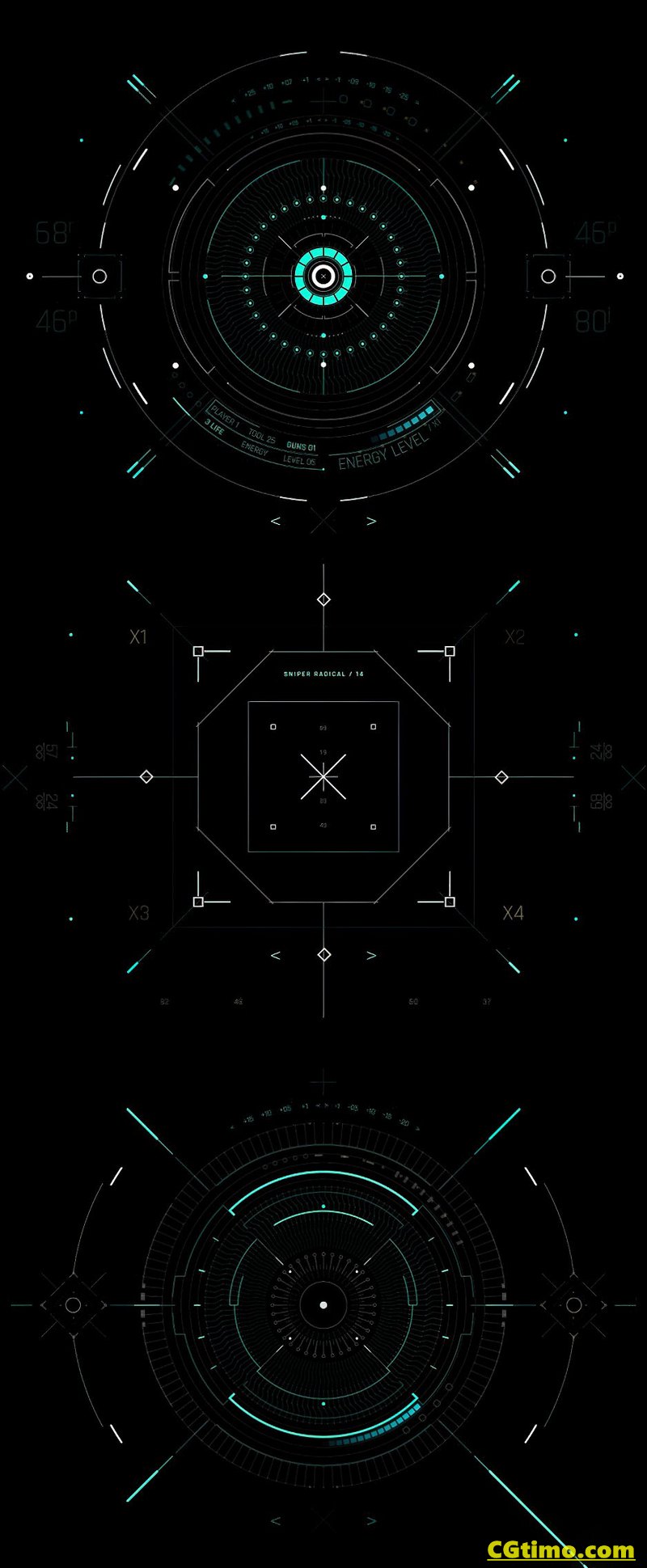 AE模板-456款未来科技军事战争游戏UI界面HUD图形元素动画 HUD GAME UI AE模板 第17张