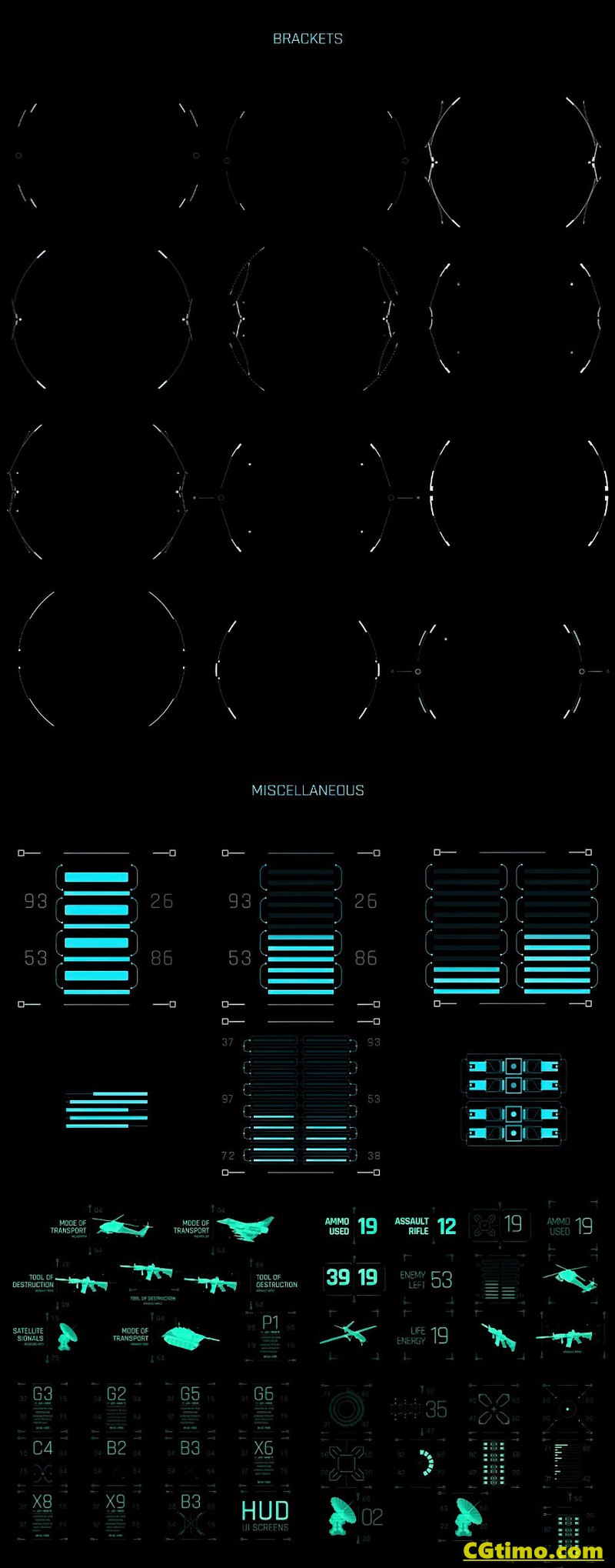 AE模板-456款未来科技军事战争游戏UI界面HUD图形元素动画 HUD GAME UI AE模板 第21张