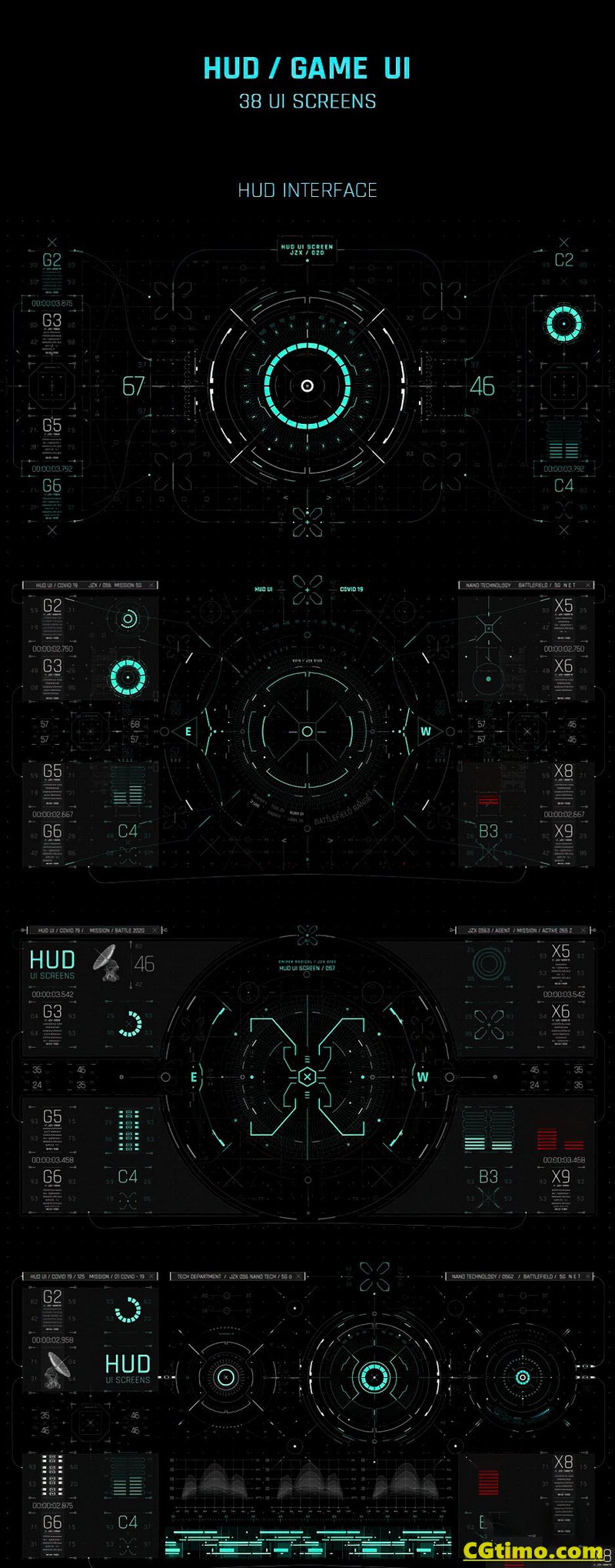 AE模板-456款未来科技军事战争游戏UI界面HUD图形元素动画 HUD GAME UI AE模板 第2张