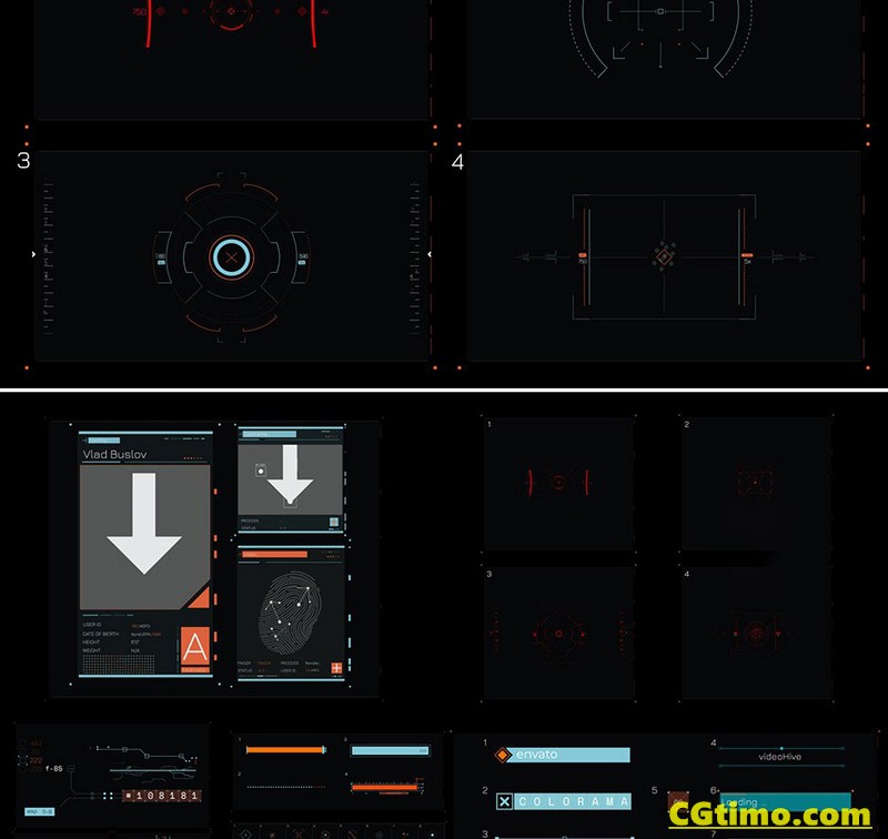 AE模板-55款科技感HUD信息数据图形UI界面元素动画 HUD & UI AE模板 第3张