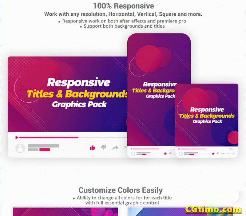 AE/PR模板-90款自适应分辨率文字标题图形背景动画 Responsive Titles and Backgrounds Pack AE模板 第3张