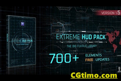 AE模板-700款未来科技感HUD动态图形UI界面元素动画包 Extreme HUD Pack v1.5