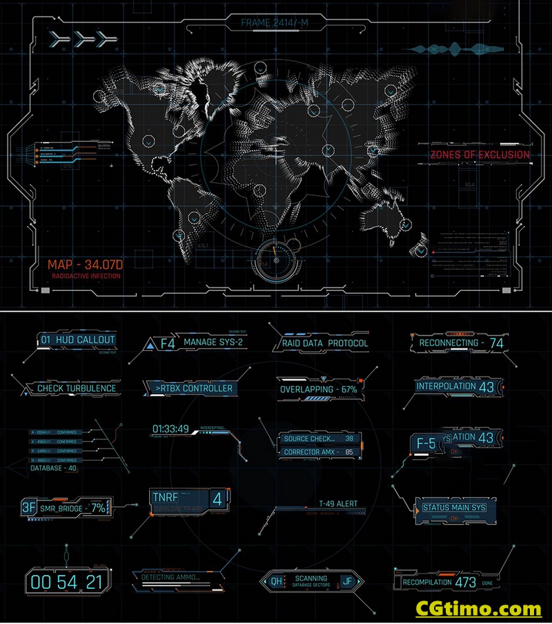 AE模板-700款未来科技感HUD动态图形UI界面元素动画包 Extreme HUD Pack v1.5 AE模板 第5张