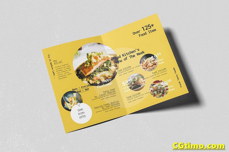 PSD模板-美食宣传广告餐厅饭店菜单双折页设计PSD模板Idesign模板 Food Bifold Brochure PSD素材 第2张