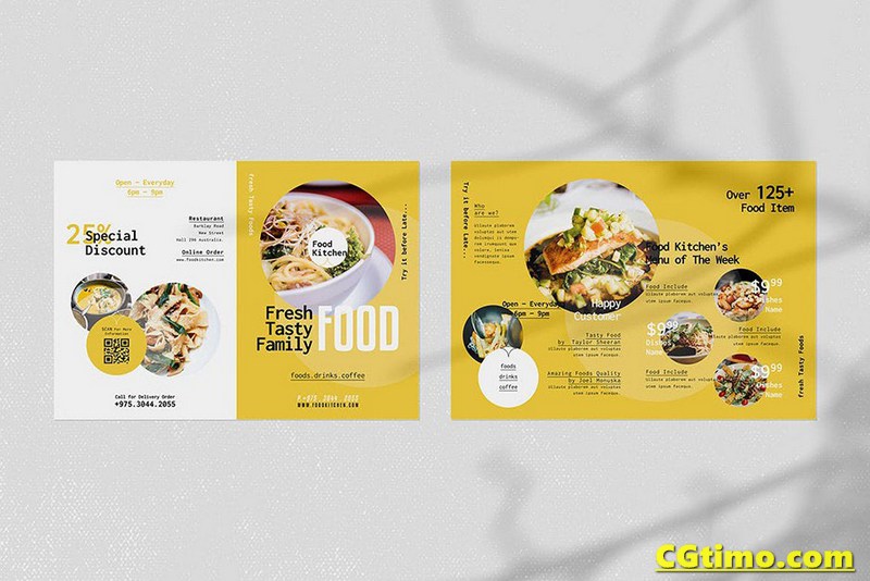 PSD模板-美食宣传广告餐厅饭店菜单双折页设计PSD模板Idesign模板 Food Bifold Brochure PSD素材 第4张