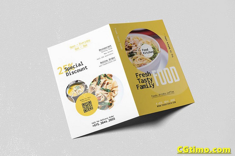 PSD模板-美食宣传广告餐厅饭店菜单双折页设计PSD模板Idesign模板 Food Bifold Brochure PSD素材 第5张