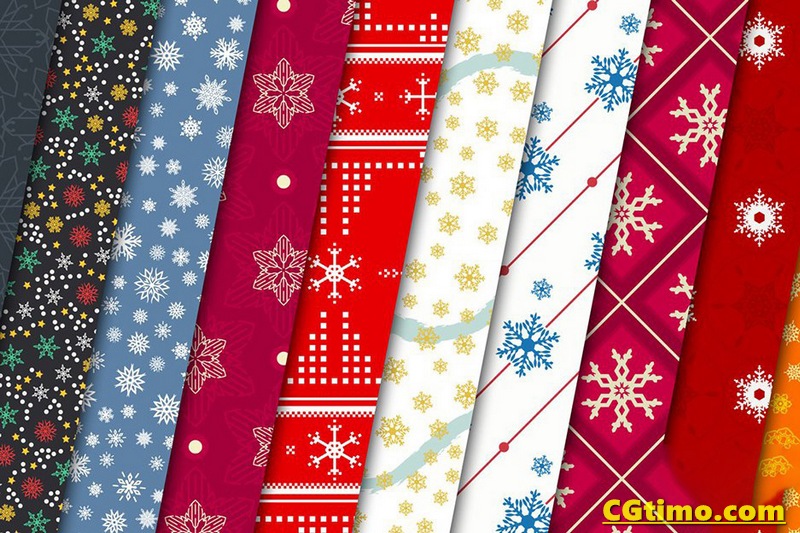 矢量素材-100款冬季雪花圣诞节矢量图形印花图案 100 Snowflake Seamless Patterns BF PSD素材 第10张