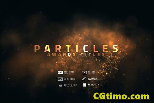 AE模板-开场金色粉尘粒子颁奖典礼标题片头动画 Particles Awards Titles