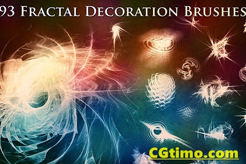 PS笔刷-93款抽象装饰图案分形画笔+PNG图片素材 93 Fractal Decoration Brushes