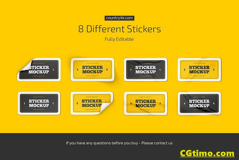 PS样机-8款矩形贴纸PSD样机 Rectangular Stickers Mockup Set Mockups样机 第4张