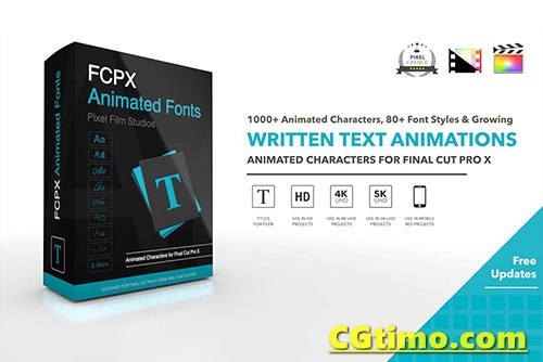 FCPX插件-80款文字动画一千多个手写发光字体样式合集包 支持M1