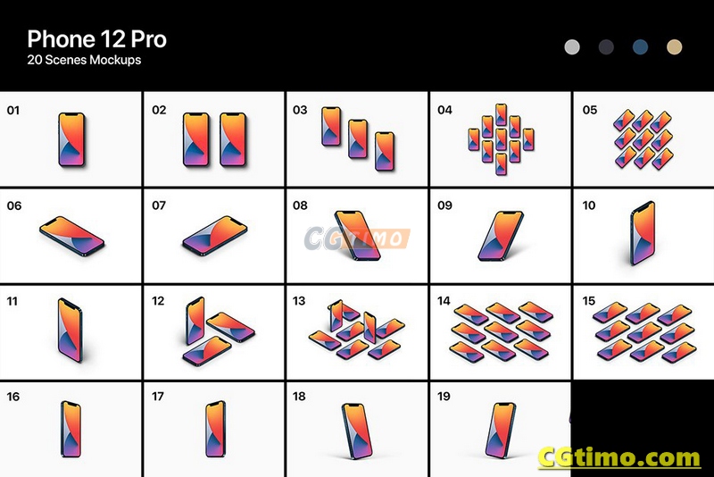 PS样机-20款苹果12 pro界面APP演示iPhone 12 pro模型psd样机 Mockups样机 第2张