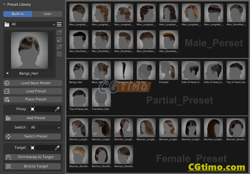 Blender插件-3D Hair Brush V3.2 逼真三维头发毛发笔刷生成插件 Blender插件 第2张