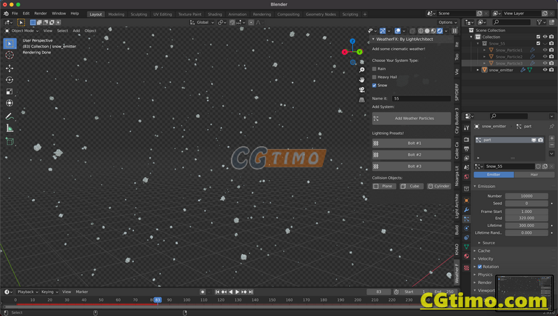 Blender插件-WeatherFX V1.0 真实雨雪自然天气特效动画插件 Blender相关 第3张