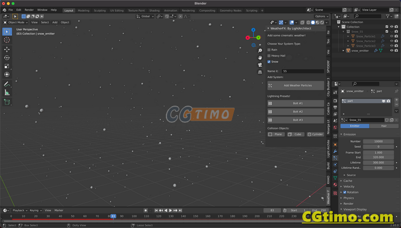 Blender插件-WeatherFX V1.0 真实雨雪自然天气特效动画插件 Blender相关 第7张