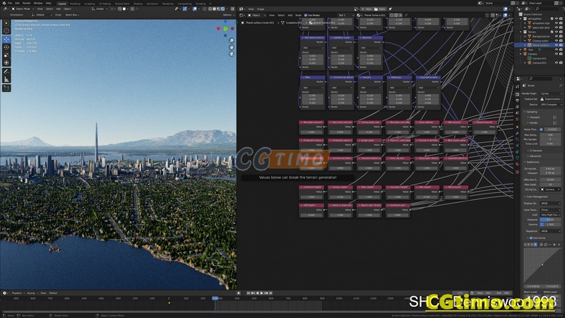 Blender插件-Large Scale Procedural Terrain Generator With 3d Cities And Vegetation 三维城市程序化生成插件 Blender相关 第4张