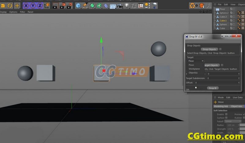 C4D插件-Drop To Floor 1.2 地面对齐插件 支持R14-R25 C4D相关 第2张