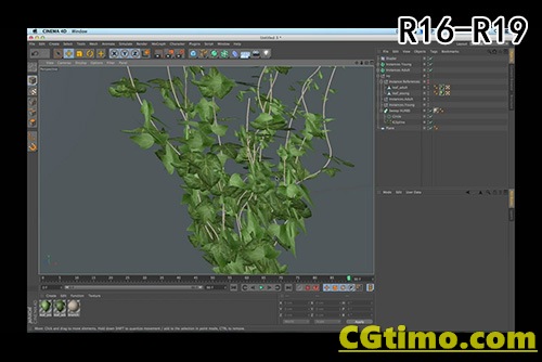 C4D插件-Ivy Grower 常青藤模拟藤蔓植物生长制作插件 汉化版 支持R16-19