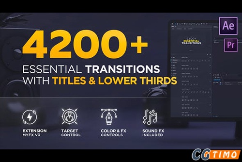 AE脚本-Transitions v4.1 4200款摄像机信号干扰光效运动文字图形预设脚本