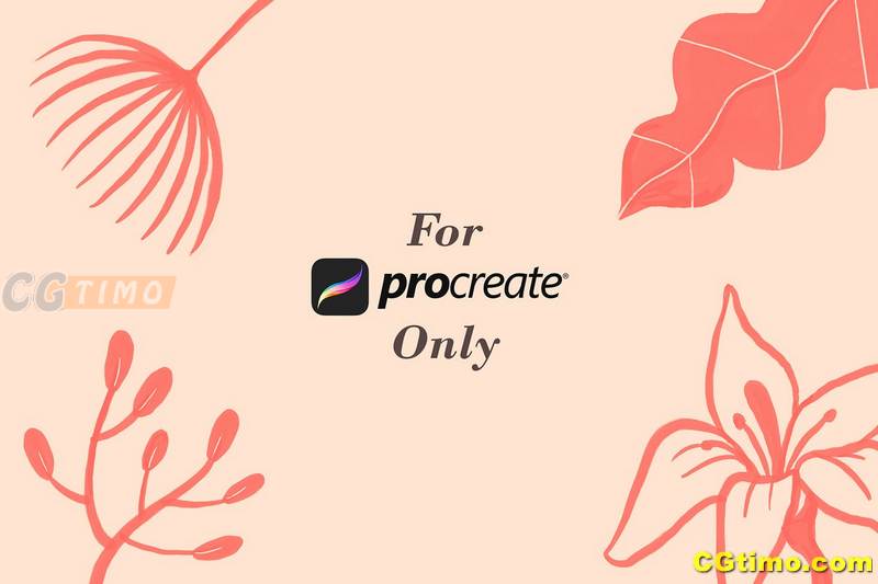 Procreate笔刷-25款植物花瓣树叶元素图案笔刷 Procreate笔刷 第7张