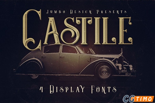 字体-Castile – 4 Display Fonts 4种风格的复古无衬线英文字体