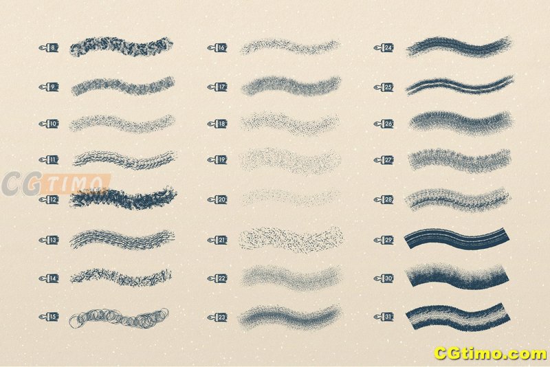 AI笔刷-60款素描喷绘图案纹理绘画艺术矢量笔刷 AI笔刷 第5张