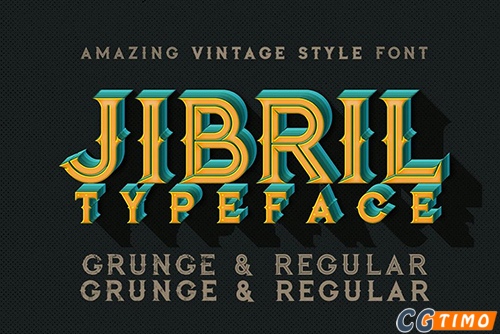 字体-Jibril – 4 Vintage Style Fonts  4款独特复古风格英文字体下载